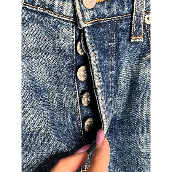 Veronica Beard Ryleigh High Rise Slim Straight Patched Jeans Blue Inseam 28” - Picture 9 of 14